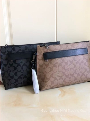 Férfi clutch táska – valódi bőr, első réteg marhabőrből, csíkos mintázat, vízálló és könnyű, nylon bélés