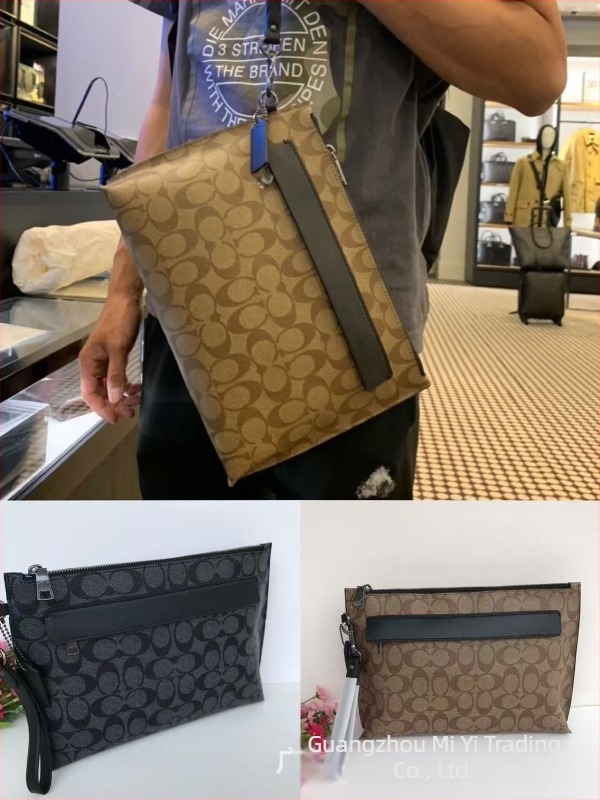 Férfi clutch táska – valódi bőr, első réteg marhabőrből, csíkos mintázat, vízálló és könnyű, nylon bélés