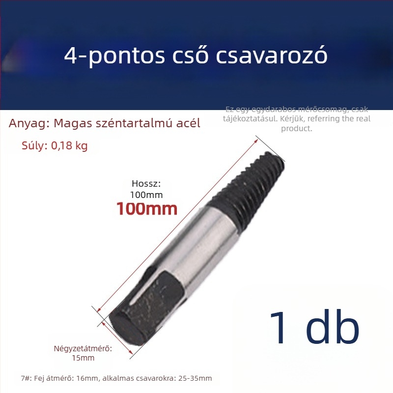 Sérült csavarok kicsavarója – konikus fordított menetű eszköz csapokhoz și szelepekhez
