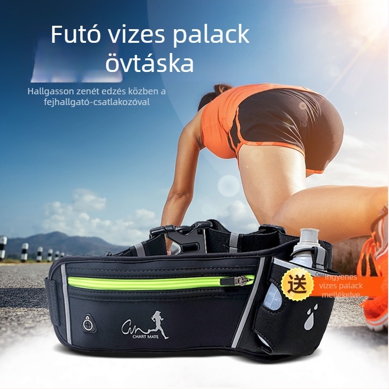 Uniszex sport derékpánt táska futáshoz, kültéri használatra, vízpalacktartóval, vízálló és lélegző, telefontok.