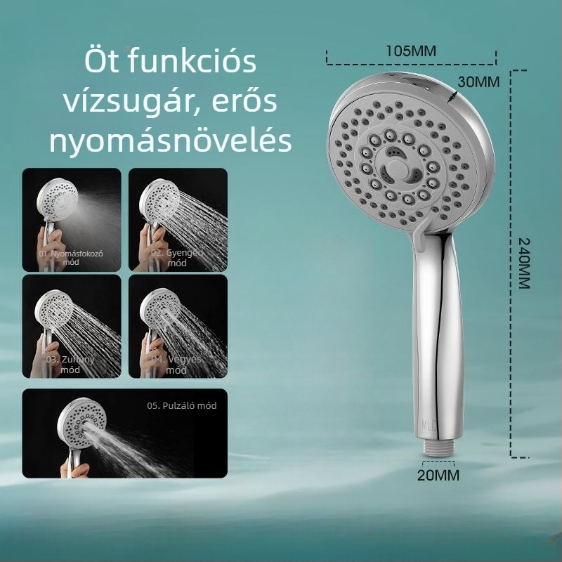 Kézi zuhanyfej, modell 8479#, ABS, funkciók: permet, masszázs, eső, működési hőmérséklet 0–90°C