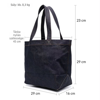Férfiaknak Denim tote táska, bélés nélküli, 2023 téli modell, mindennapi használatra
