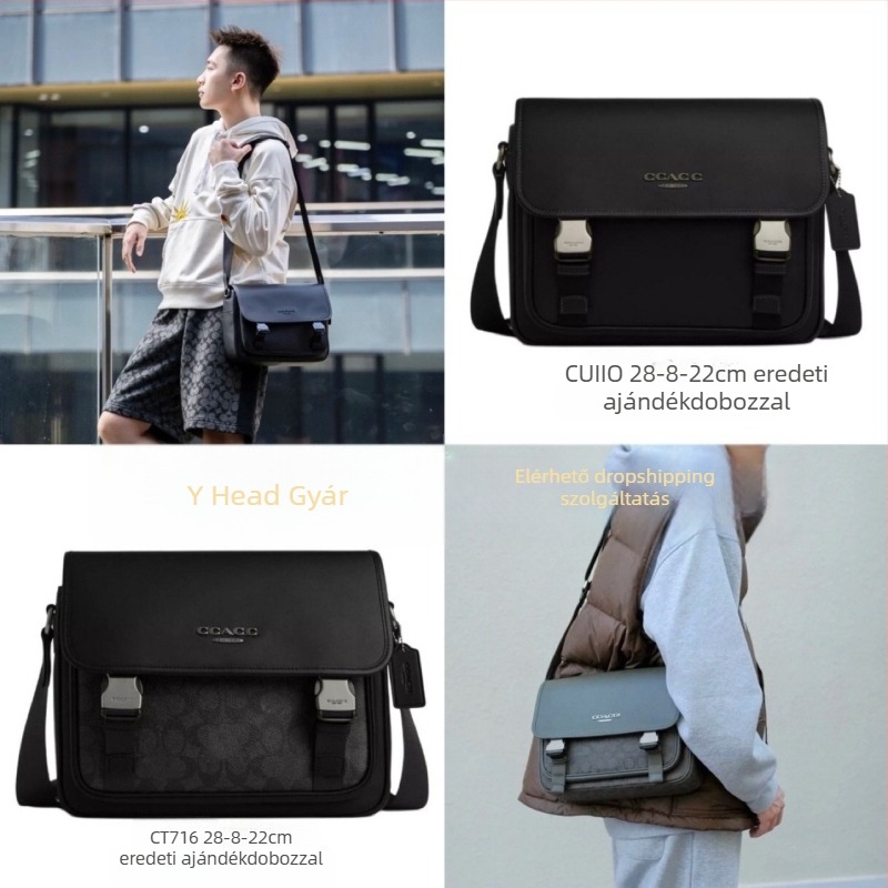 Férfi bőr crossbody táska üzleti stílusban, nagy kapacitás, első osztályú tehénbőr, 8 hüvelykes laptophoz