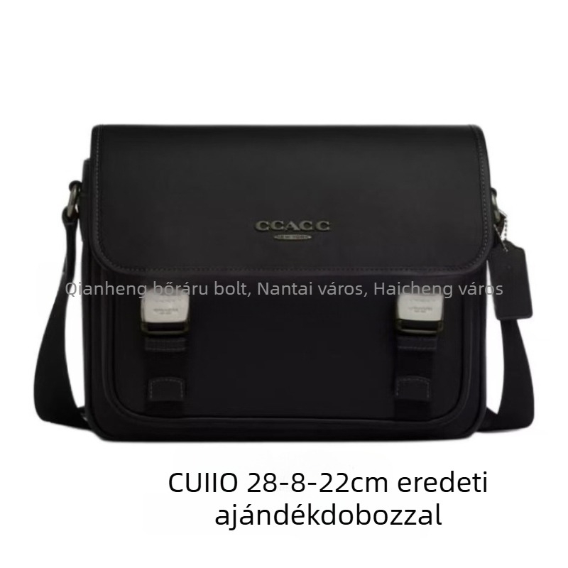 Férfi bőr crossbody táska üzleti stílusban, nagy kapacitás, első osztályú tehénbőr, 8 hüvelykes laptophoz