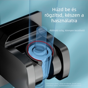 Zuhanyfej tartó, fúrás nélküli szerelés, modell 001, rozsdamentes acél, többszintű állítás