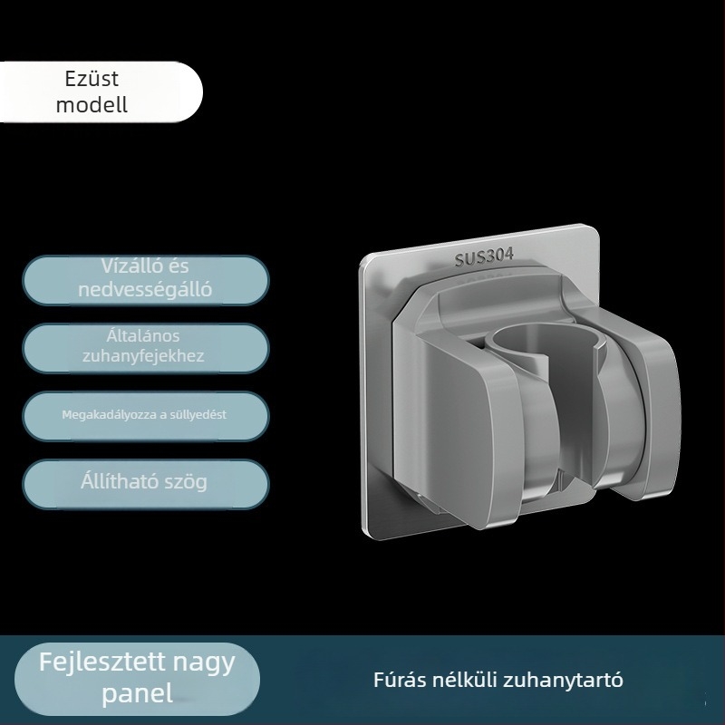 Zuhanyfej tartó, fúrás nélküli szerelés, modell 001, rozsdamentes acél, többszintű állítás
