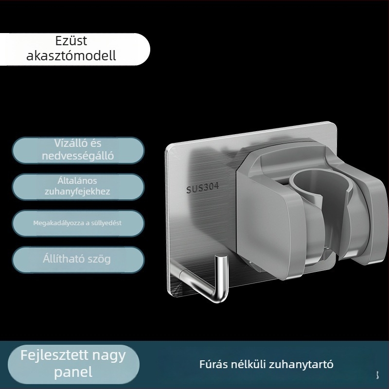 Zuhanyfej tartó, fúrás nélküli szerelés, modell 001, rozsdamentes acél, többszintű állítás
