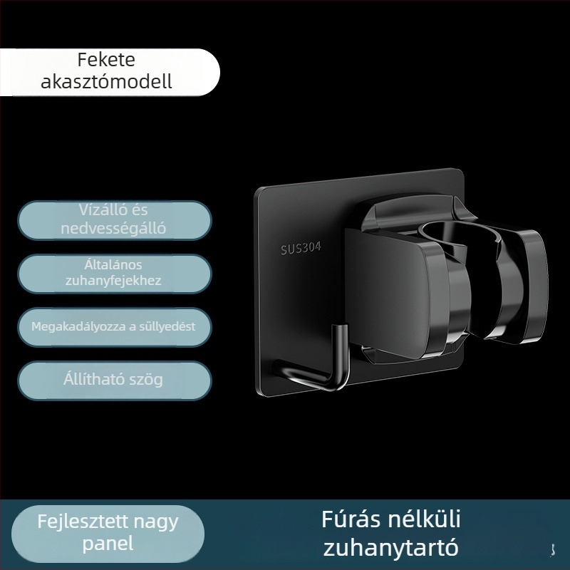 Zuhanyfej tartó, fúrás nélküli szerelés, modell 001, rozsdamentes acél, többszintű állítás