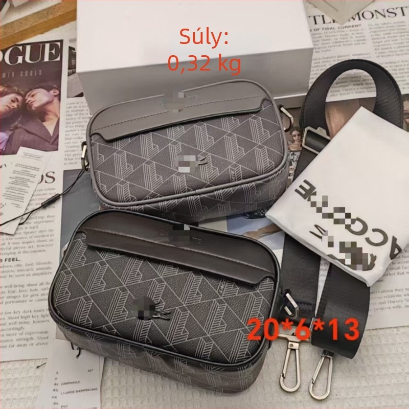 Férfi PU bőrből készült keresztpántos táska csíkos mintával, belső nylon bélés, lélegző, vízálló és antibakteriális, laptop-kompatibilis
