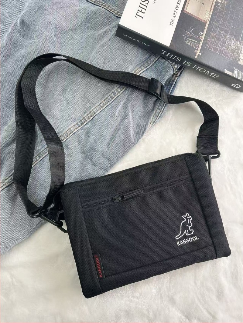 Férfi crossbody táska kenguru mintás hímzéssel, koreai stílus, Oxford anyag, légáteresztő poliészter bélés