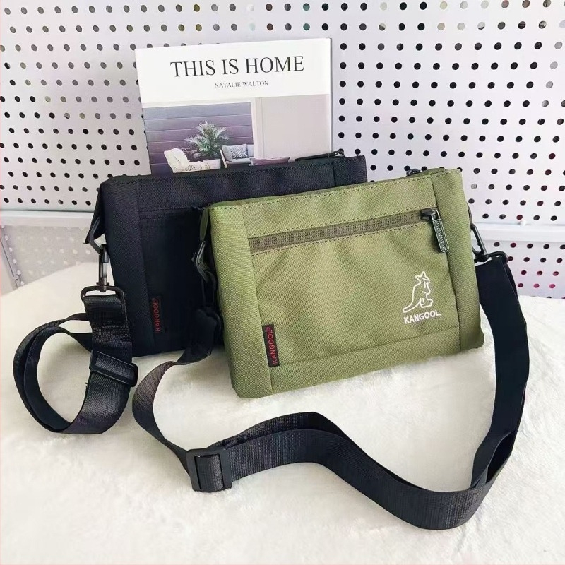 Férfi crossbody táska kenguru mintás hímzéssel, koreai stílus, Oxford anyag, légáteresztő poliészter bélés