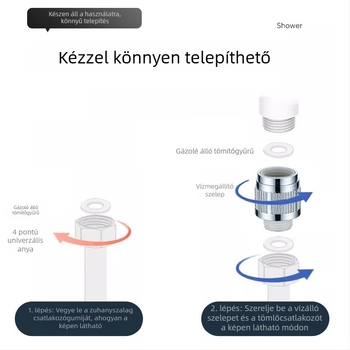 Kézi zuhanyfej egy érintéses vízszabályozással, gyors tömlőcsatlakozó, forgó szerelés, modell ZC-16800358, PP, 100°C, 50 MPa