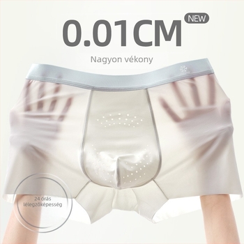 Férfi antibakteriális ice silk boxeralsó, lélegző és gyorsan száradó, nylon kötött anyag, középmagas derék, ágyéktáji bélés regenerált cellulózrostból