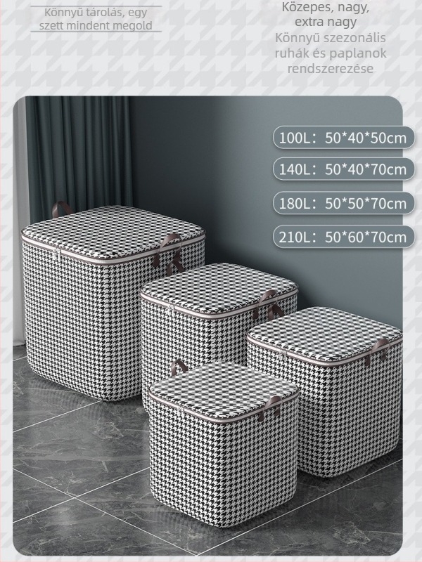 Kibővíthető tároló táska, kapacitás 56-75L, vászon anyag, Houndstooth minta
