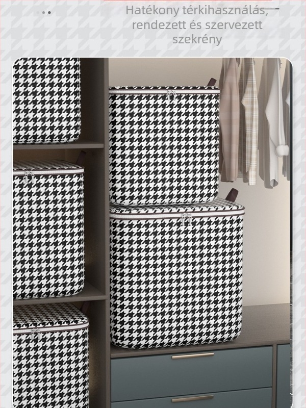 Kibővíthető tároló táska, kapacitás 56-75L, vászon anyag, Houndstooth minta