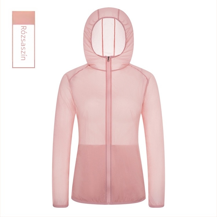 Nylon szabadidős széldzseki, uniszex, kapucnival — UV-védelem UPF40; lélegző; vízálló; szélálló; ultrakönnyű