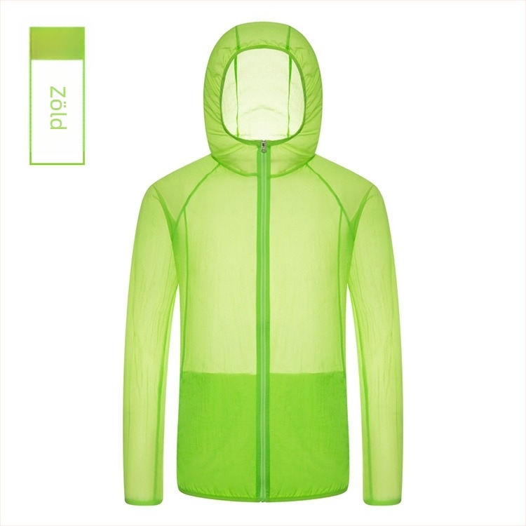 Nylon szabadidős széldzseki, uniszex, kapucnival — UV-védelem UPF40; lélegző; vízálló; szélálló; ultrakönnyű