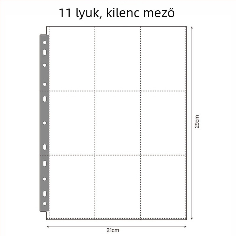 Átlátszó belső oldalak kártyaalbumhoz – PP anyag, cserélhető belső oldalak, testreszabható, különféle lyuktípusok, 10 lap