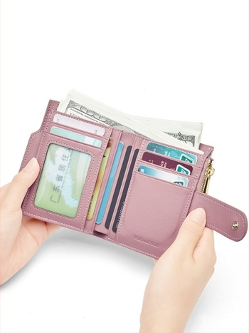 WILLIAMPOLO PVC bi-fold pénztárca kockás mintával, lopás elleni védelem, mindennapi használatra