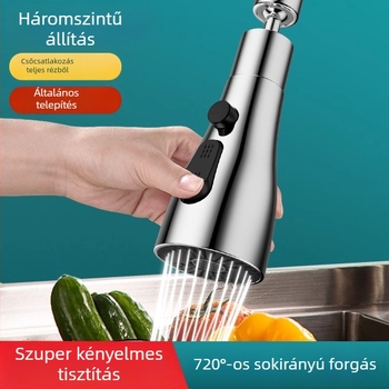 Konyhai csaptele extender univerzális forgó kifolyóval és hosszú buborékkal; menetes csatlakozás; modell 0410; ABS; elektroplakálás; Morro