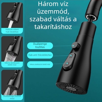 Konyhai csaptele extender univerzális forgó kifolyóval és hosszú buborékkal; menetes csatlakozás; modell 0410; ABS; elektroplakálás; Morro