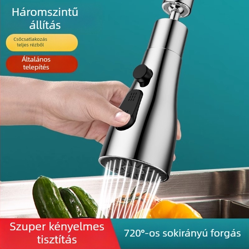 Konyhai csaptele extender univerzális forgó kifolyóval és hosszú buborékkal; menetes csatlakozás; modell 0410; ABS; elektroplakálás; Morro