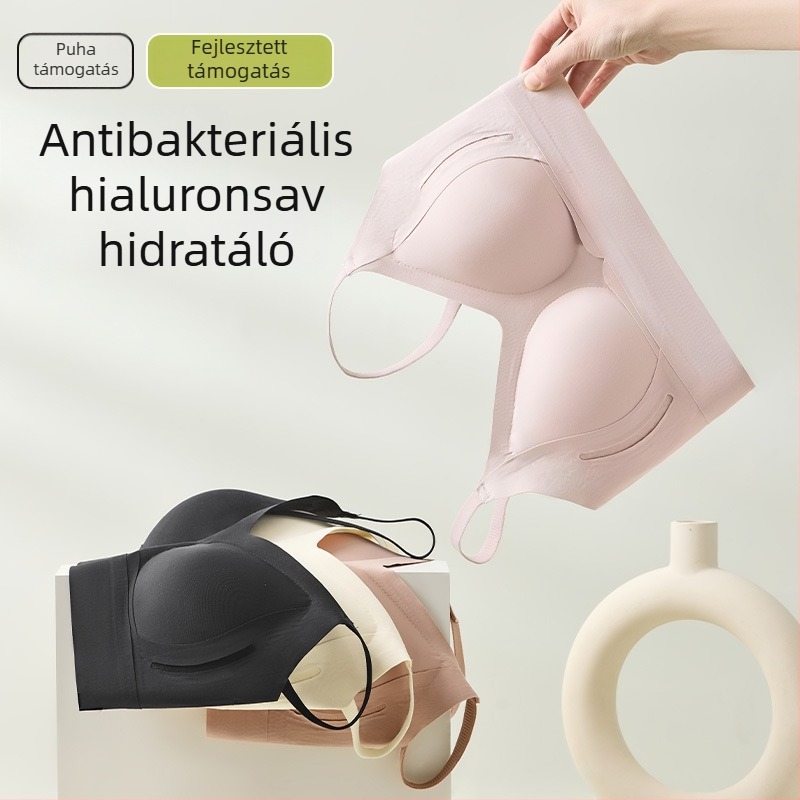 Varrat nélküli melltartó teljes kosárral, vékony formázott kosarakkal, rögzített kettős vállpántokkal, lélegző nylon anyaggal, puha tartással