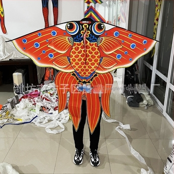 Háromszög alakú sárkány Bubble Goldfish Four-Winged dizájnnal, kézzel készített, poliészter, üvegszálas váz