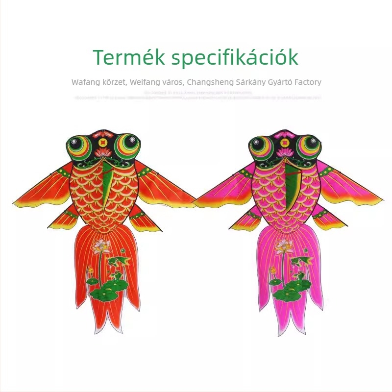 Háromszög alakú sárkány Bubble Goldfish Four-Winged dizájnnal, kézzel készített, poliészter, üvegszálas váz