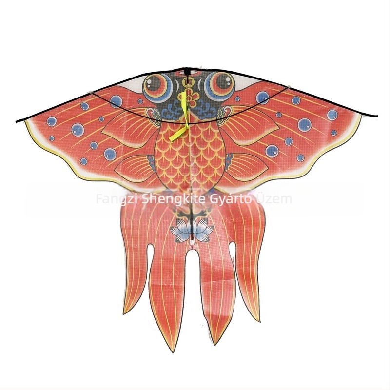 Háromszög alakú sárkány Bubble Goldfish Four-Winged dizájnnal, kézzel készített, poliészter, üvegszálas váz