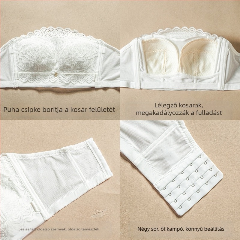 Pluszméretű váll nélküli melltartó nagy méretű mellekre – csúszásmentes, push-up, láthatatlan, hátsó rész nélküli, levehető dupla vállpántok