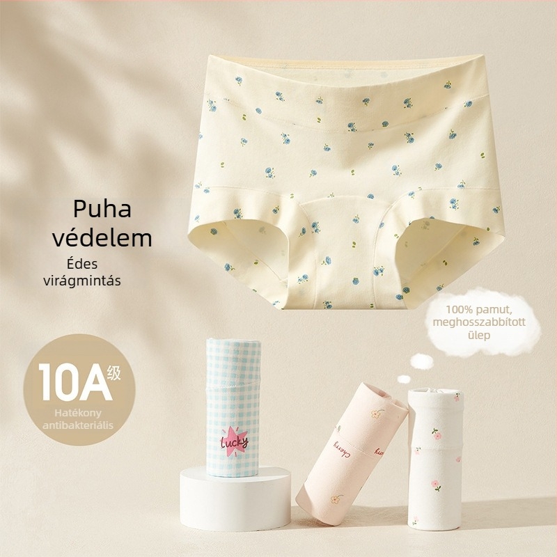 Gyerekeknek készült pamut alsónemű, A típusú antibakteriális, boxernadrág lányoknak, 100% pamut, hosszított ágyékkal
