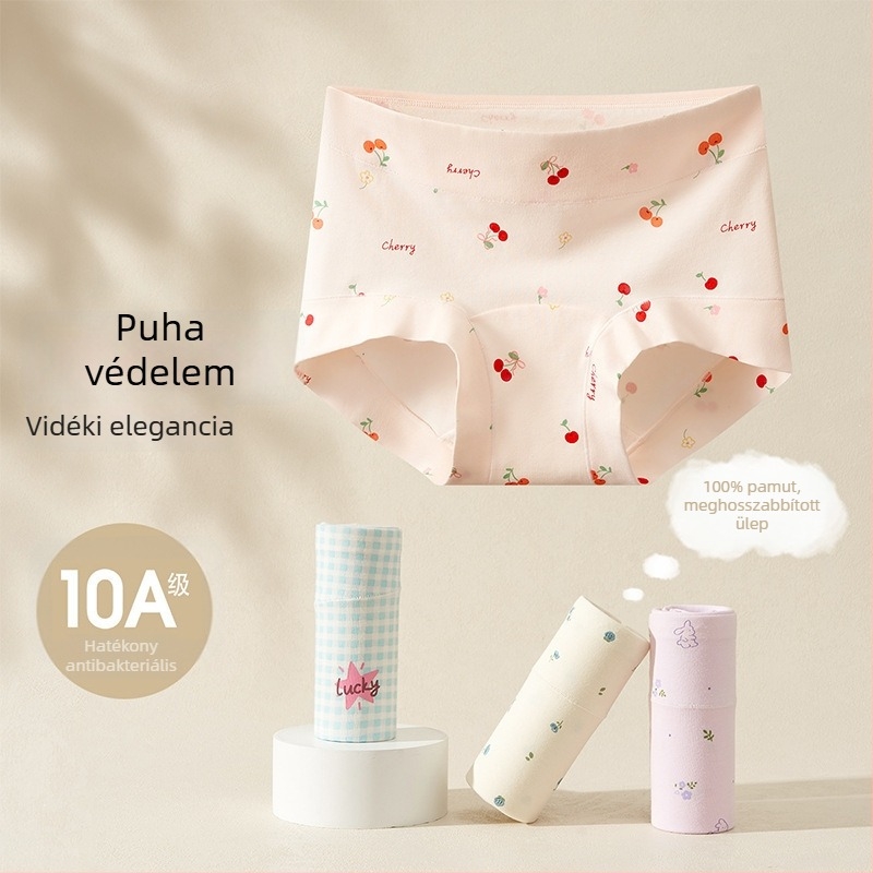 Gyerekeknek készült pamut alsónemű, A típusú antibakteriális, boxernadrág lányoknak, 100% pamut, hosszított ágyékkal