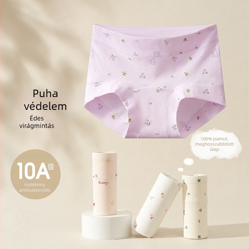 Gyerekeknek készült pamut alsónemű, A típusú antibakteriális, boxernadrág lányoknak, 100% pamut, hosszított ágyékkal