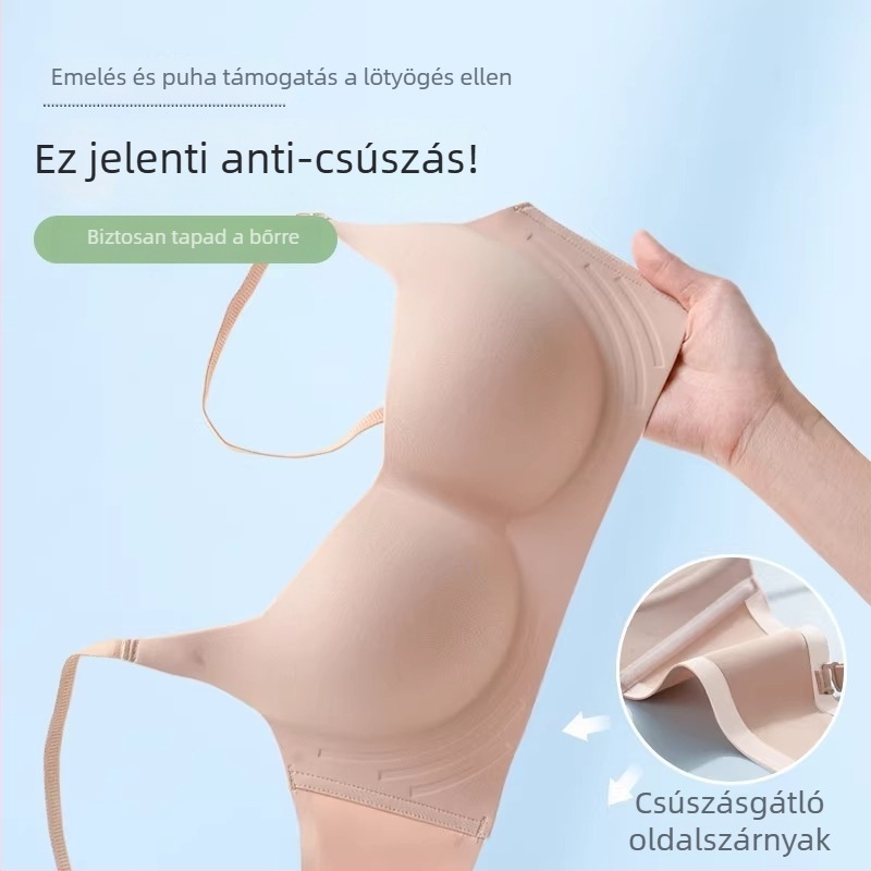 Sima varrat nélküli push-up melltartó drót nélküli, 1/2 kosár, formázott kosár, rögzített dupla pántok