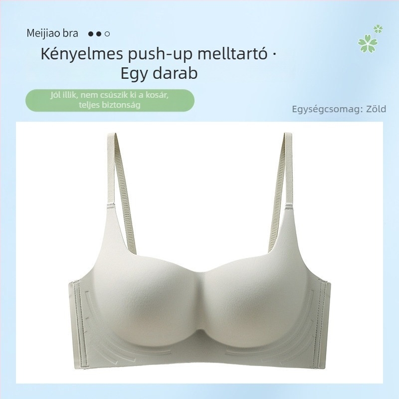 Sima varrat nélküli push-up melltartó drót nélküli, 1/2 kosár, formázott kosár, rögzített dupla pántok