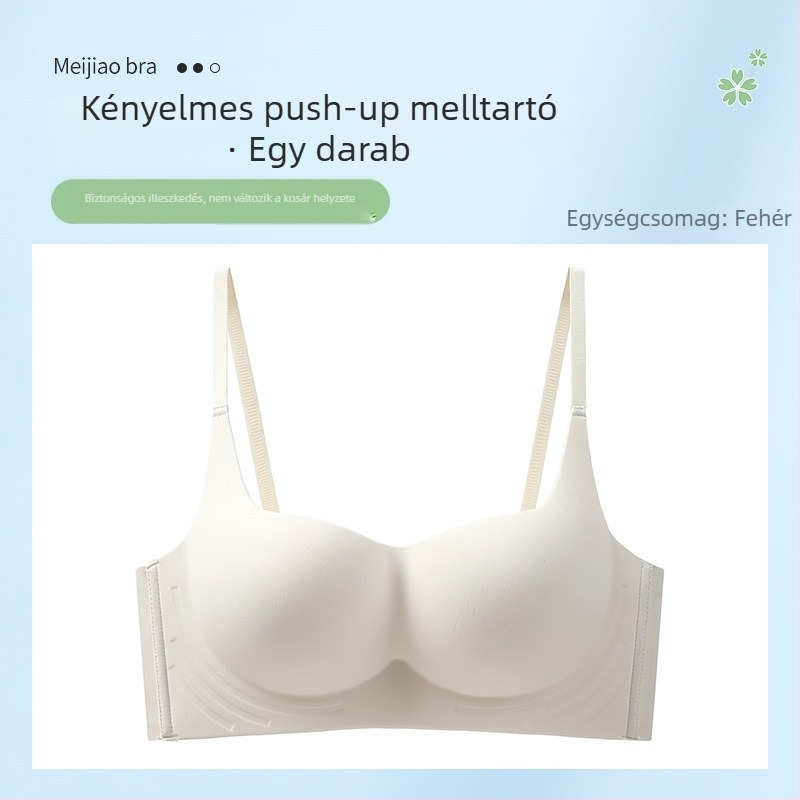 Sima varrat nélküli push-up melltartó drót nélküli, 1/2 kosár, formázott kosár, rögzített dupla pántok
