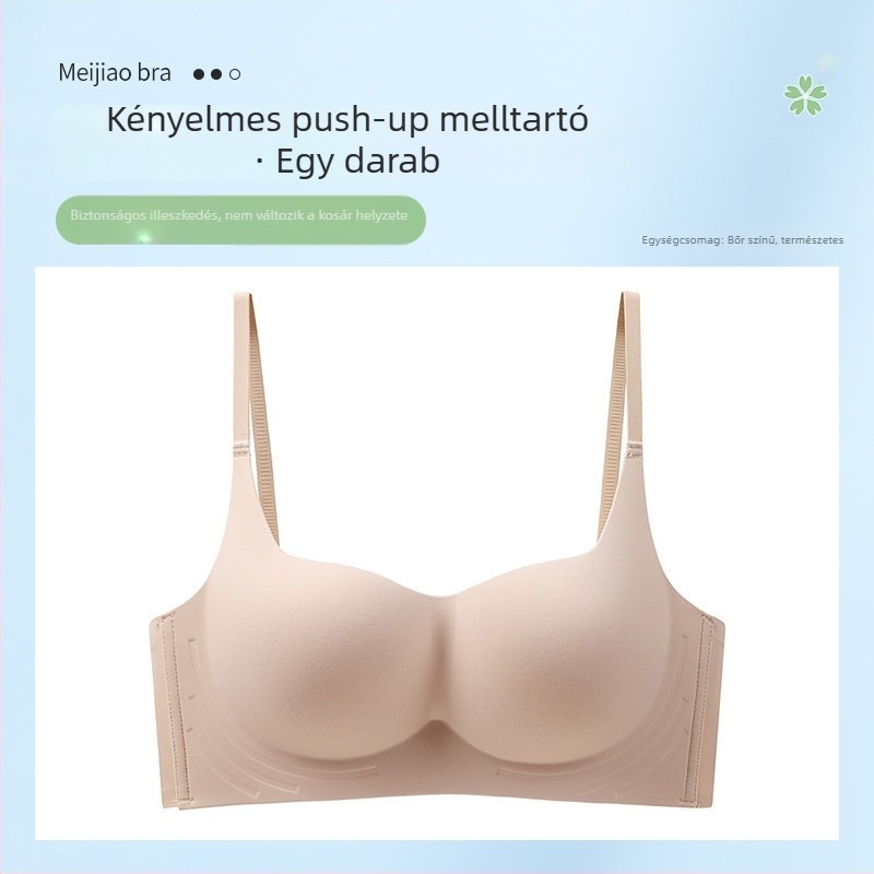 Sima varrat nélküli push-up melltartó drót nélküli, 1/2 kosár, formázott kosár, rögzített dupla pántok