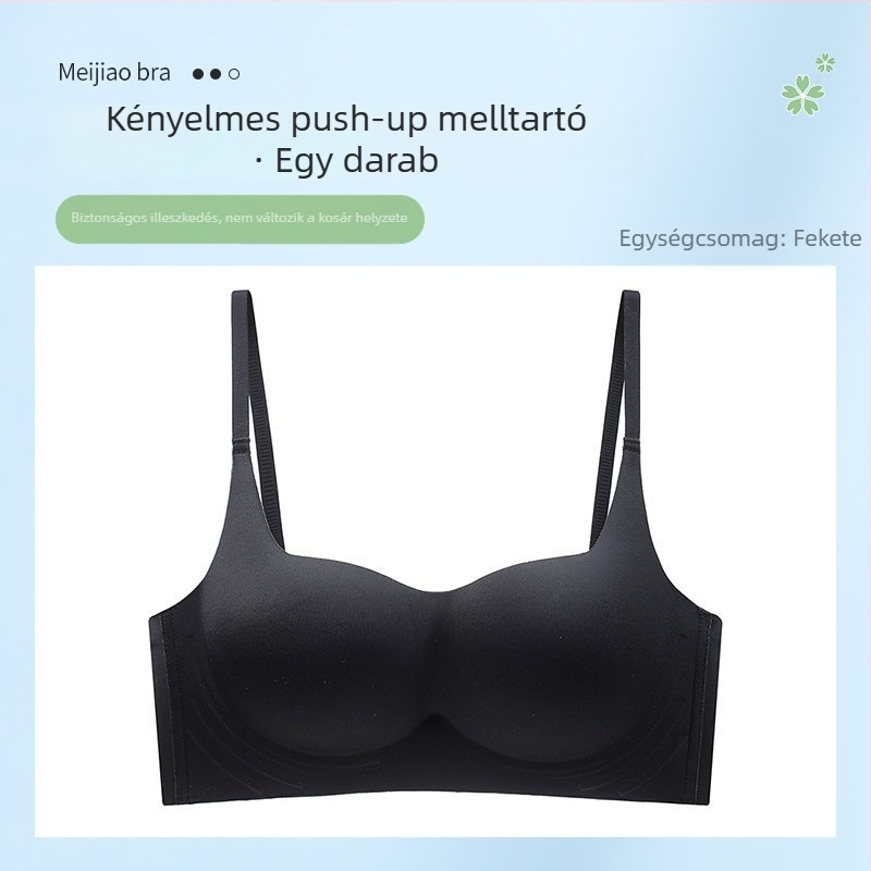Sima varrat nélküli push-up melltartó drót nélküli, 1/2 kosár, formázott kosár, rögzített dupla pántok