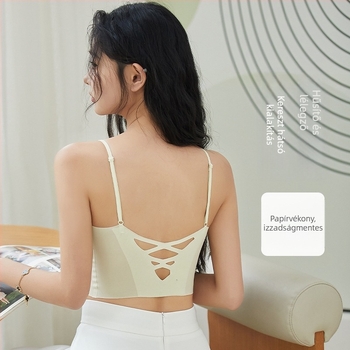 Nylon Ice Silk háton nyitott cami-top vékony formázott háromszög kosarakkal – derékig érő, tavasz 2024