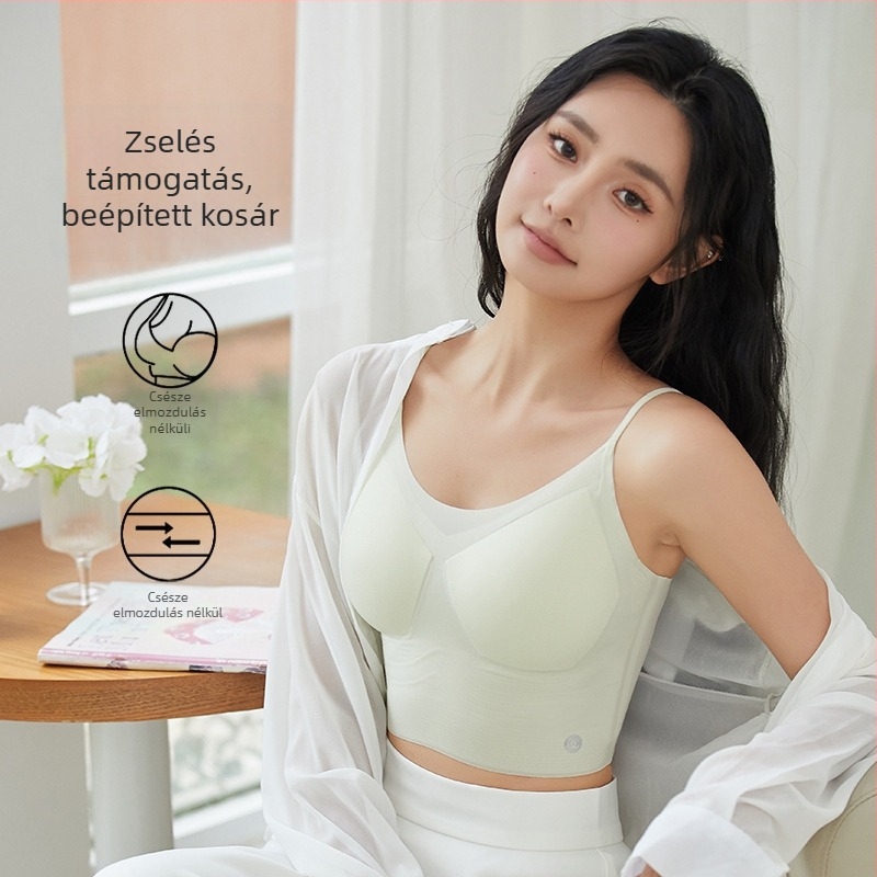 Nylon Ice Silk háton nyitott cami-top vékony formázott háromszög kosarakkal – derékig érő, tavasz 2024