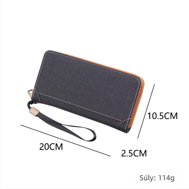 Férfi vászon clutch táska cipzárral – városi stílus, geometriai minta, vászon bélés, ultra könnyű