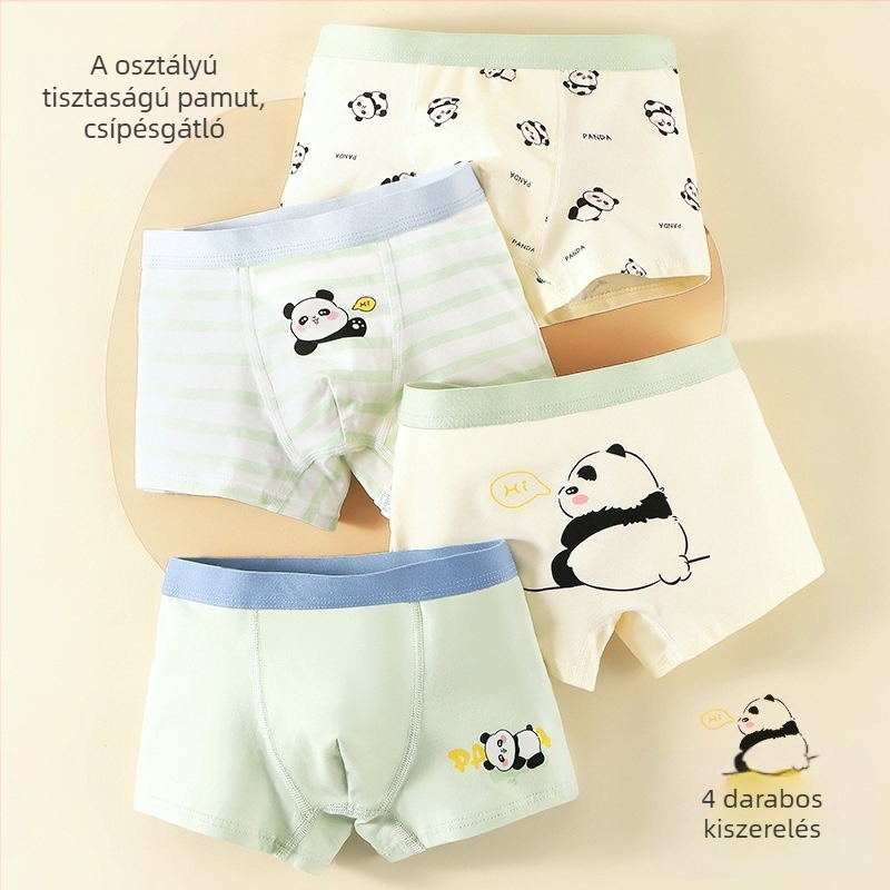 Gyerekeknek készült pamut boxer brief rajzfilm mintával, 91–95% pamut, 3–8 éveseknek