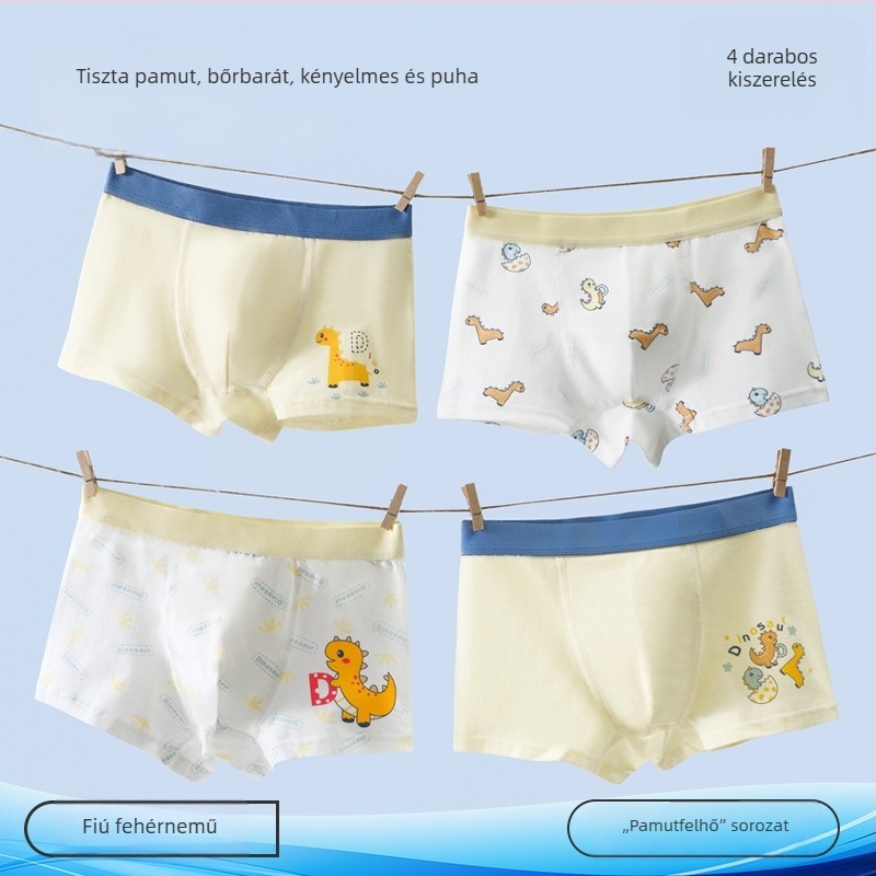 Gyerekeknek készült pamut boxer brief rajzfilm mintával, 91–95% pamut, 3–8 éveseknek