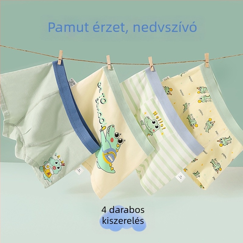 Gyerekeknek készült pamut boxer brief rajzfilm mintával, 91–95% pamut, 3–8 éveseknek