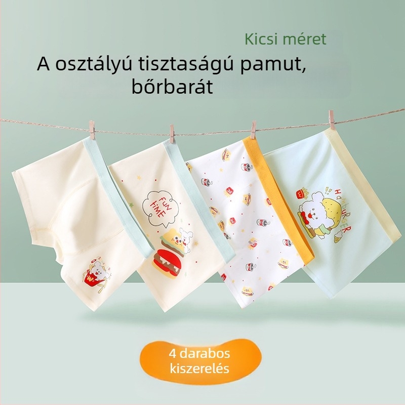 Gyerekeknek készült pamut boxer brief rajzfilm mintával, 91–95% pamut, 3–8 éveseknek