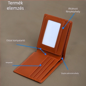 Mi'an férfi pénztárca, bőr, háromhajtásos, első réteg marha bőrből, ultra-könnyű bővítési lehetőséggel, nagy kapacitás