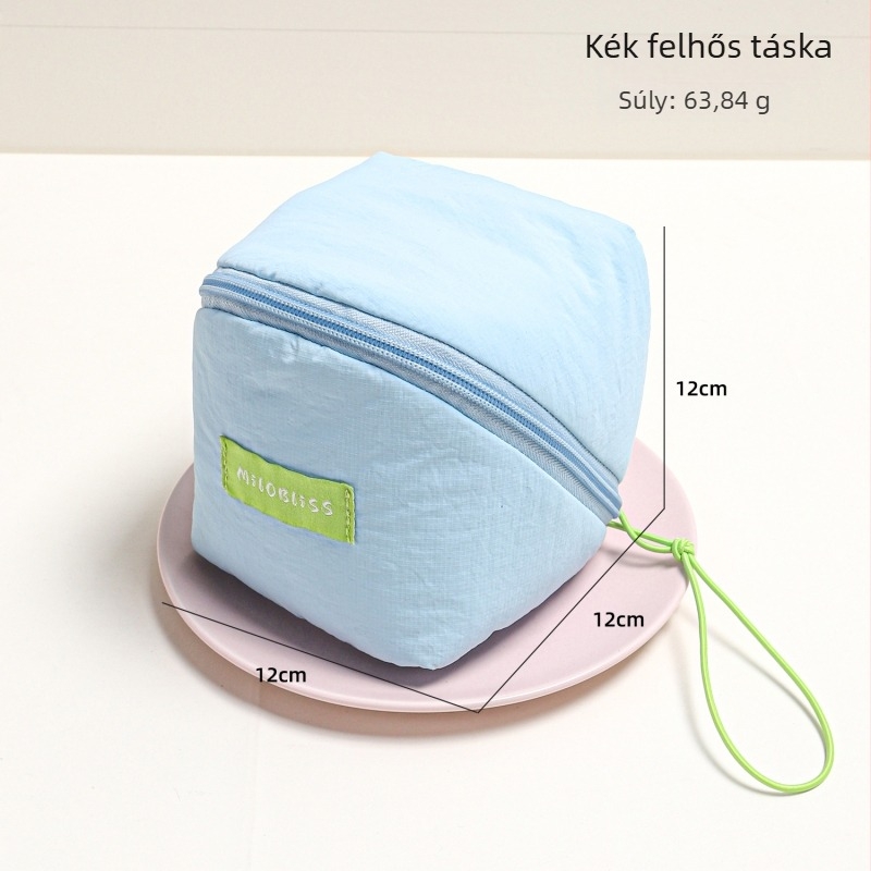Sminktáska városi minimalist stílusban, felhő motívum, poliészter anyagból, összecsukható, cipzár