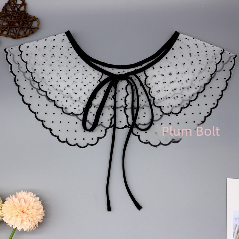 Elválasztható csipkés gallér virágos díszítéssel - akril, extra széles, koreai stílus, 2023 tavasz