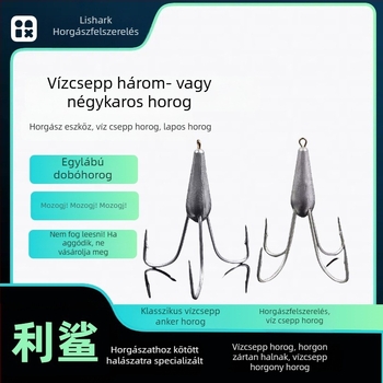 Barbás horog, vízcsepp alakú, Nr. 16, folyóhoz